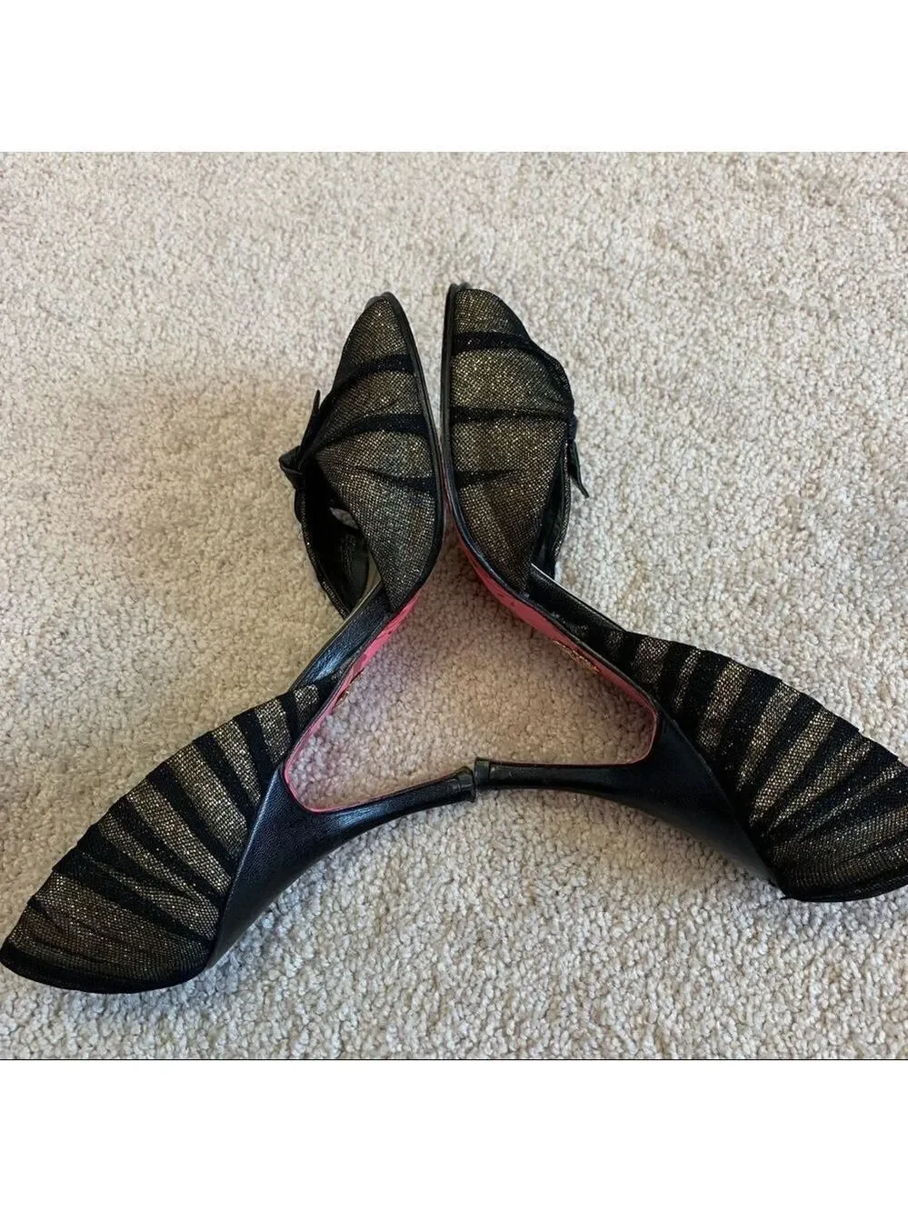BETSEY Johnson Black Gold Beverly Heels Size 8
